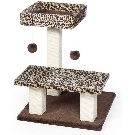 Kitty Power Paws Leopard Terrace – Plush Cat Tree with Jute Scratching Posts