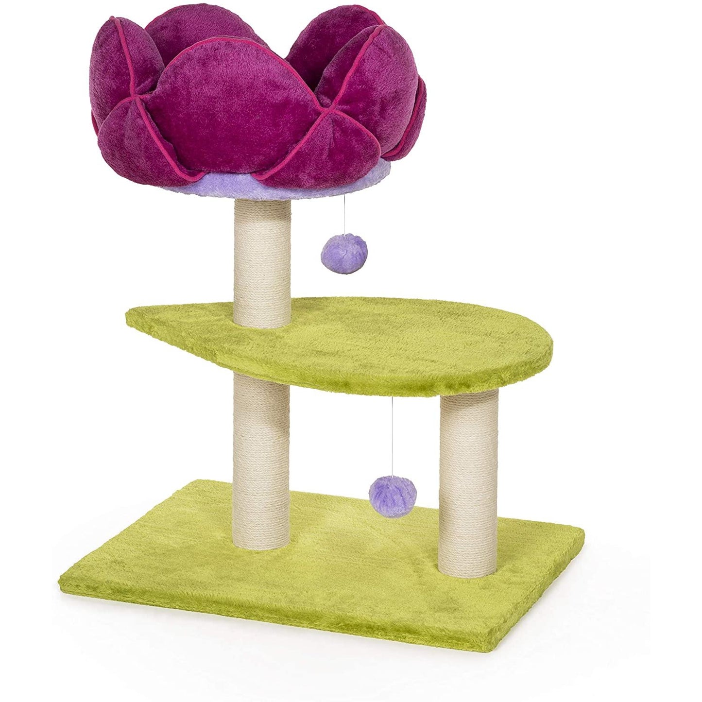 Flower Power Cat Tower – Plush Playtime Retreat with Jute Scratching Posts