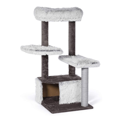 Kitty Power Paws Frosty Lounge – Plush Cat Tree with Cozy Cave and Scratching Posts