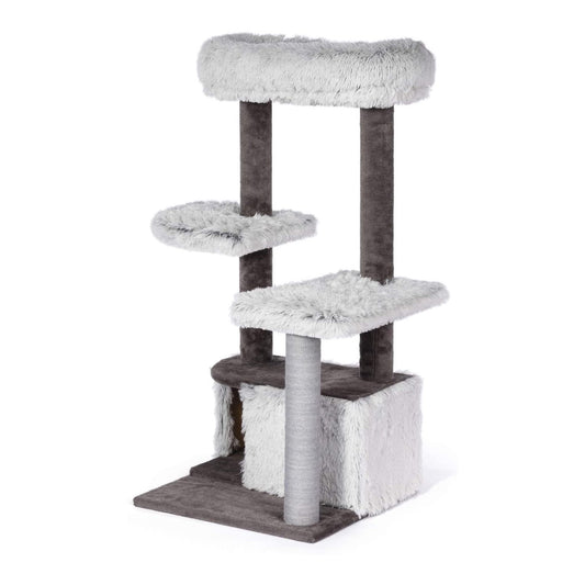 Kitty Power Paws Frosty Lounge – Plush Cat Tree with Cozy Cave and Scratching Posts