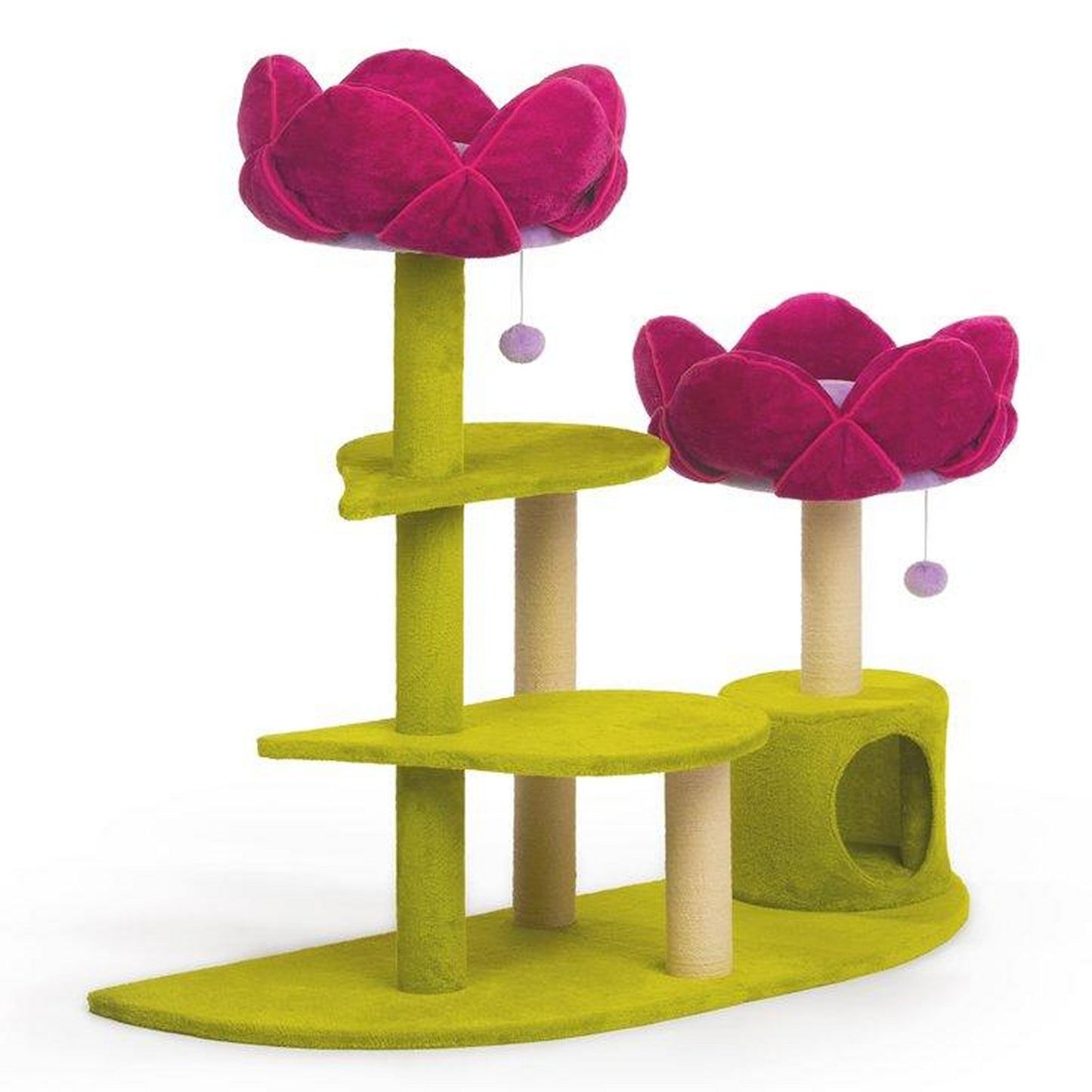 Kitty Power Paws Flower Garden – Plush Cat Tree with Jute Scratching Posts and Cozy Beds