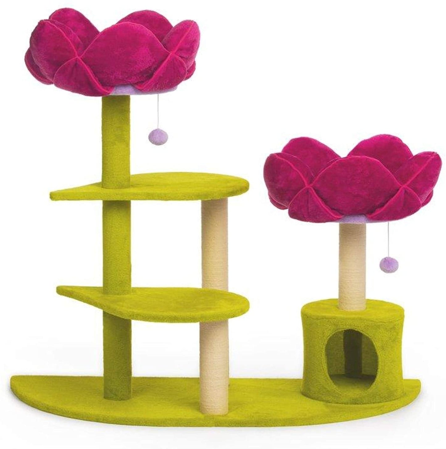 Kitty Power Paws Flower Garden – Plush Cat Tree with Jute Scratching Posts and Cozy Beds