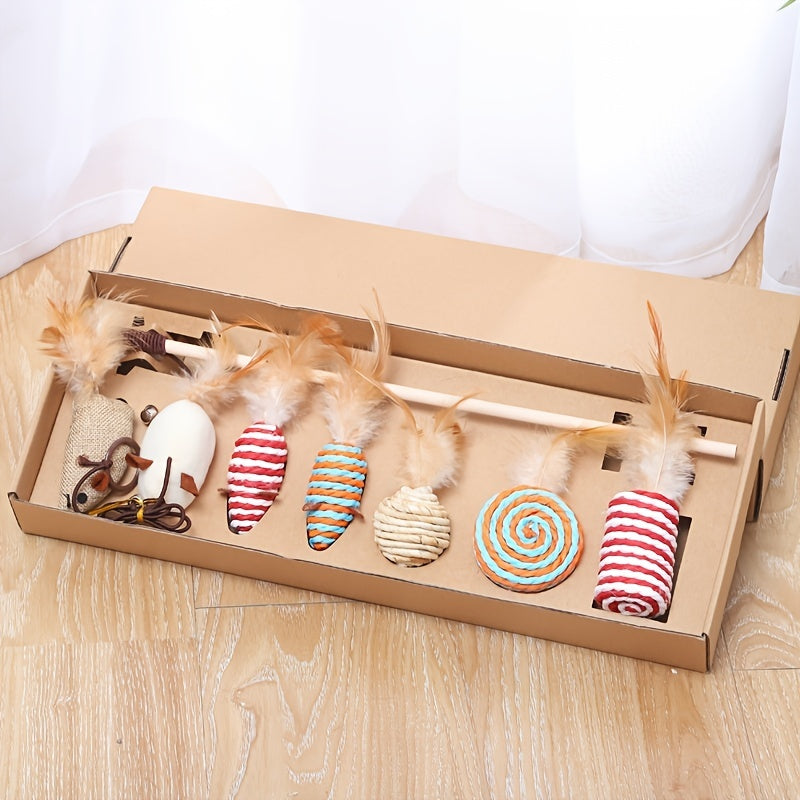 7Piece Whimsical Cat Teaser Set for Endless Fun